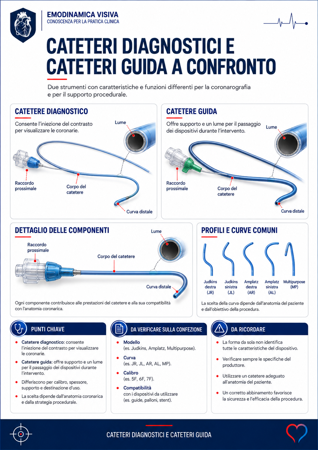 Cateteri diagnostici e cateteri guida a confronto