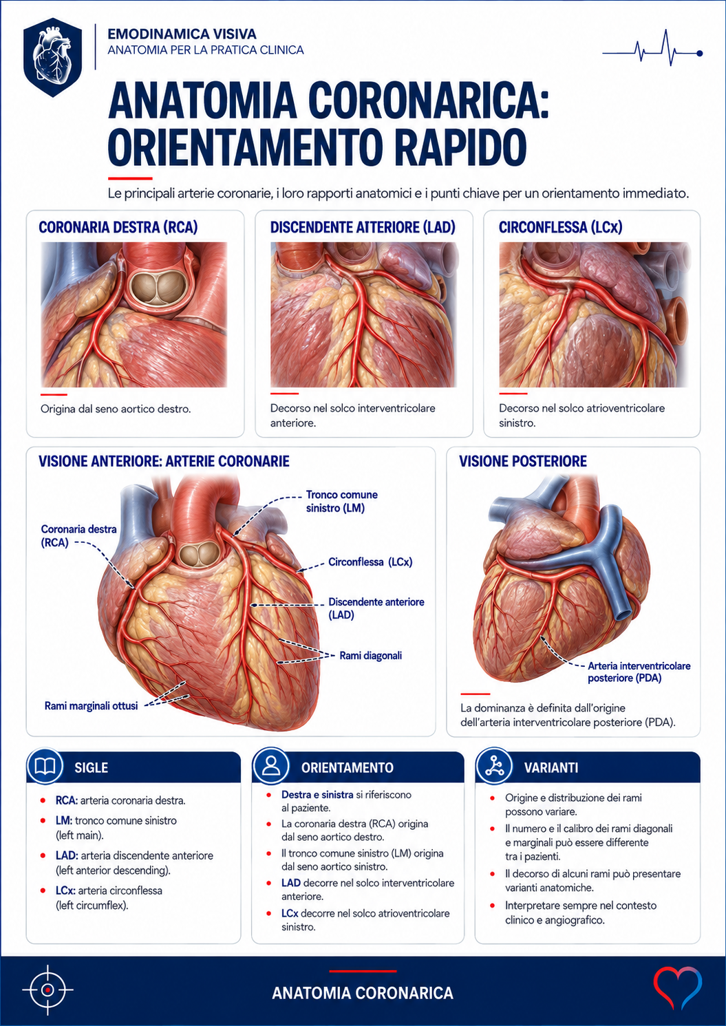 Anatomia coronarica: orientamento rapido
